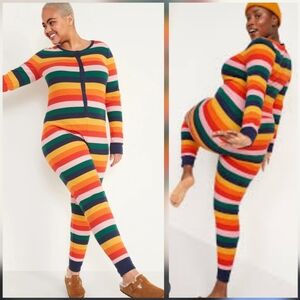 Old Navy Match The Fam Colorful Rainbow Striped Onesie Pajamas Size XXXL
